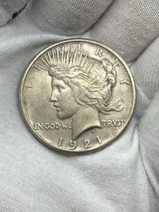 Semi-Key Date 1921 Peace Silver Dollar Collectible - Strong Strike - AU+ - 82105 - Picture 1 of 6