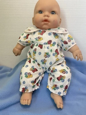 Berenguer Baby Doll Soft Body Blue Glass Eyes Molded Hair JC Toys - Image 1 of 4