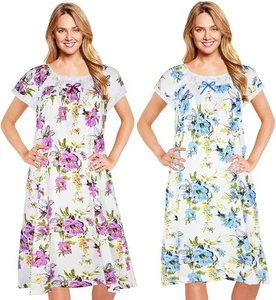 Paquete de 2 camisones suaves de manga corta para mujer ropa de dormir camisa de noche larga de JEFFRICO - Imagen 1 de 6