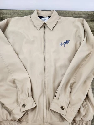 Chaqueta Guy Harvey Bluewater Aftco Para Hombre Grande Beige Cremallera Completa Forrada Marlín Foto 1 de 4