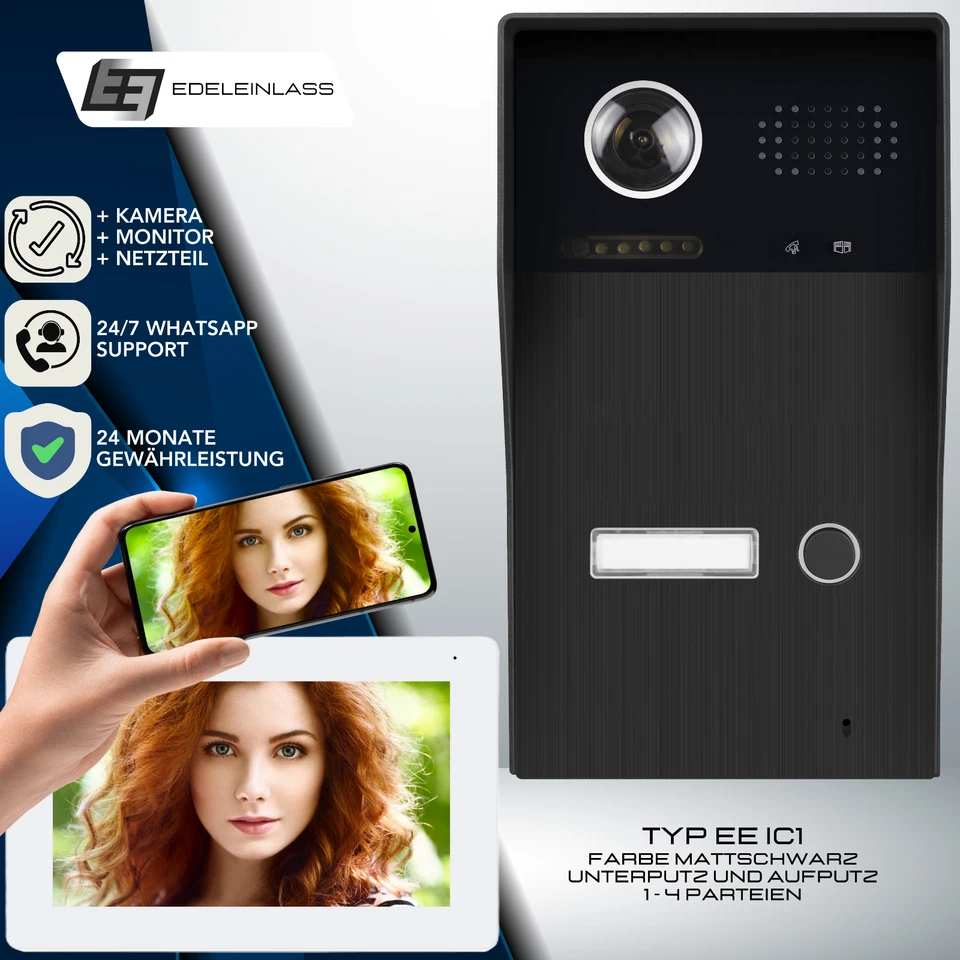 2-Draht Video Türsprechanlage Smarte Türklingel, Full HD 170°, 7" TFT, Türöffner - Bild 1 von 4