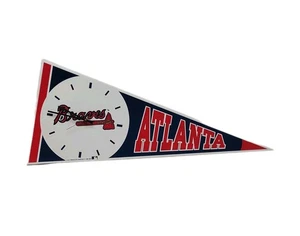 VTG (1991) Atlanta Braves Pennant Clock P & K Products Baseball MLB Tested METAL - Picture 1 of 10