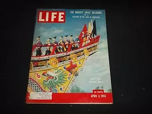 1955 APRIL 4 LIFE MAGAZINE - RELIGION IN CHINA - BEAUTIFUL FRONT COVER - GG 812 - Picture 1 of 2