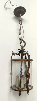 Round Lantern Glass Star Engraved Bronze Gold Mount Louis XV Style - Image 1 of 4