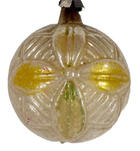 German Christmas Ornament 4 Petal Flower Silver Gold Blown Feather Tree #582 - Picture 1 of 8