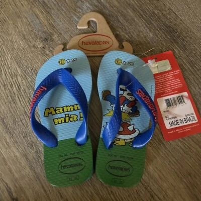Chanclas Mario Havaianas para niños azules y verdes 4140269 talla US9C/EU25-26 NUEVAS CON ETIQUETAS Foto 1 de 2