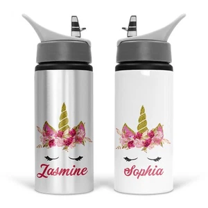 Personalisierte Trinkflasche Schule Sport Getränk Auslaufsicher Auslaufsicher Einhornkopf - Bild 1 von 20