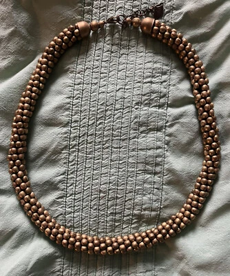 Collar de cuerda tribal con cuentas en tono dorado accesorio monzón 18 pulgadas Foto 1 de 4