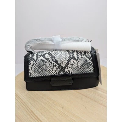 Nicole Miller Black White Snake Skin Crossbody Purse Handbag Crossbody Womens - Image 1 of 4