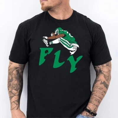 FLY SAQUON | Philadelphia 2025 Football themed Soft Ring Spun Cotton T-Shirt - Image 1 of 4