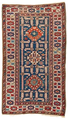 Antigua alfombra caucásica Afshan Cuban Shirvan, finales del siglo XIX. Foto 1 de 4