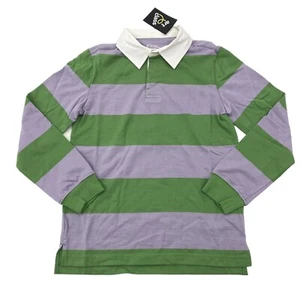Art Class Unisex Kids Size M Rugby Polo Shirt Striped Green/Lavender NWD - Picture 1 of 8