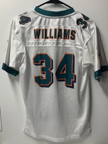 Vintage Reebok NFL Youth Large Miami Dolphins Ricky Williams White Jersey Cover