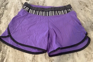 Ivivva by Lululemon Girl's Speedy Relay Racer Shorts size 12 Purple Black White - Picture 1 of 8