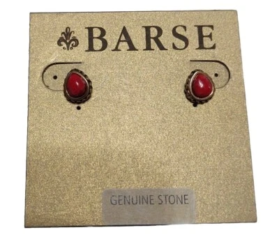 Aretes Barse Genuinos Howlita Roja Tono Dorado Foto 1 de 4