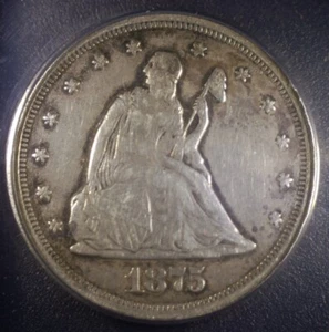 1875-S/S Error-Seated Liberty 20 Cent Silver Coin-ANACS VF40 Details LOW MINTAGE - Picture 1 of 5