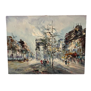 RANDALL V. DAVEY IMPRESSIONIST oil painting canvas Arc De Triomphe Paris France - Picture 1 of 20