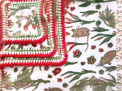 Manta de lana para bebé adorables ratones fresas verdes Foto 1 de 4