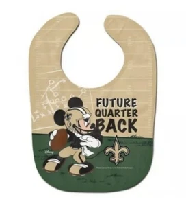 New Orleans Saints Baby Bib Disney Mickey Mouse Feeding Infant NFL Football Fan - Picture 1 of 1