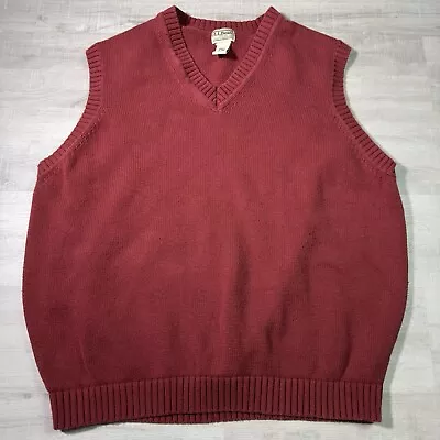 LL Bean Hombres Suéter Chaleco Rojo XL Golf Informal Senderismo Aire Libre Preppy Cuello en V Tejido Foto 1 de 4