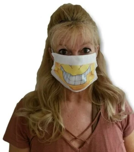 Maschera viso 100% cotone e poli foderata con fodera in rete filtrante Emoji Grin - Foto 1 di 1