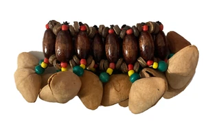 Beaded Pangi Seed Pod Bracelet / Shaker Rattle Noisy - Picture 1 of 2