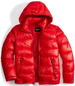 GUESS Men's Puffer Jacket Removable Hood - Color: Red- Size: L - NEW With Tags - Picture 1 of 5
