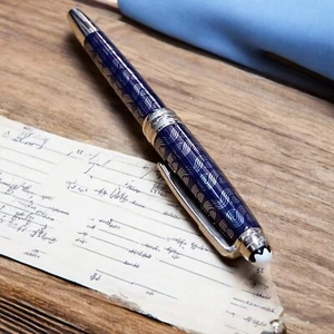 Preowned Montblanc Blue Ballpoint Pen Matte Dent Free & Smooth Writing Pen - Picture 1 of 11