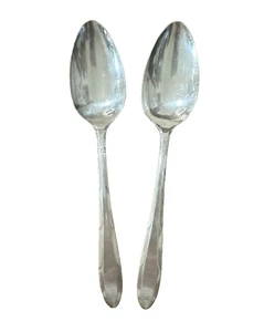 Nobility Plate REVERIE Silverplate Serving Spoons Oneida Outline Edge Lot of 2 - Picture 1 of 11