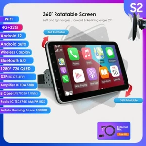 Single 1DIN Android 12 7862A Car Stereo 10.1" GPS Navi 4+32GB Radio CarPlay DSP - Picture 1 of 24