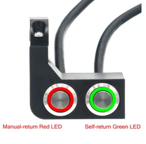 7/8" 10A Waterproof CNC Motorcycle /Manual + Self Return Switches-Red/Green LED - Foto 1 di 5