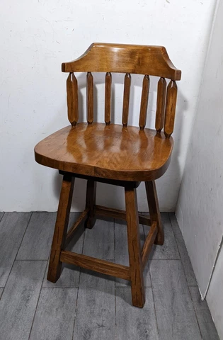 Vintage Ranch Oak Style Western Country Rustic Farmhouse Swivel Bar Stool Chair Cover