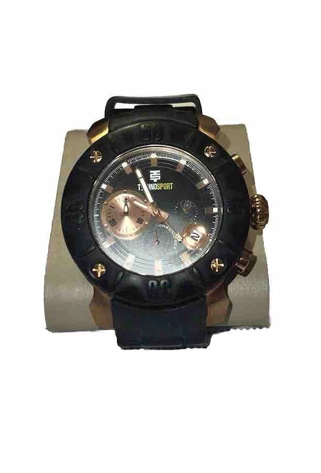 Часы хронограф унисекс беговые TechnoSport золото нержавеющая сталь большой циферблат - Изображение 1 из 4