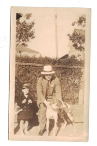Photographic Image Vintage Man & Young Boy With The Dogs Photo Snapshot - Picture 1 of 3