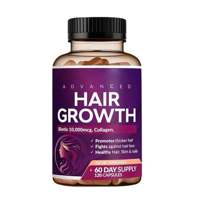 Vitaminas para el crecimiento del cabello Rainbow Nutrients para mujeres | Biotina 120 cuentas de colágeno Foto 1 de 4