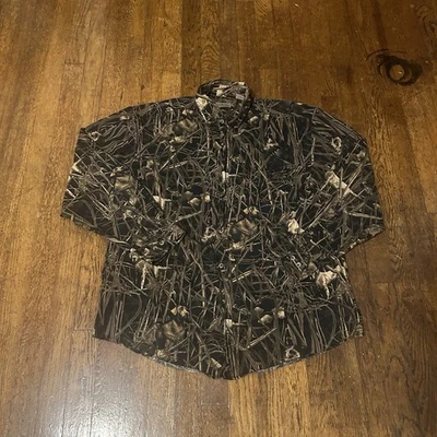 Dog Print Shirt Men’s Large Hunting Outdoors Rugged Earth Cotton Button-Front - Image 1 of 4