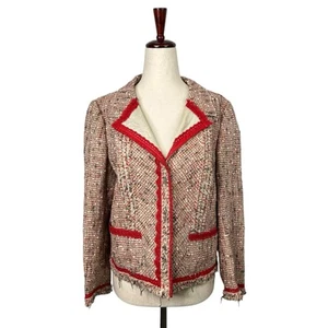 PRADA Women's Vintage Red Tweed Snap Button Blazer Jacket size IT 46 / US 10 - Picture 1 of 9