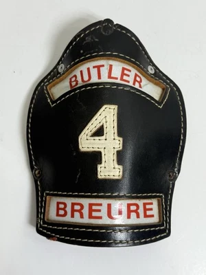Vintage Butler Fireman Fire Department Leather Helmet Shield #4 - Image 1 of 4