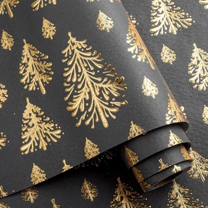 Dunkelgrau Kraftpapier Weihnachten Geschenkpapier, Lusury Gold 3D Prägefolie Weihnachten  - Bild 1 von 6