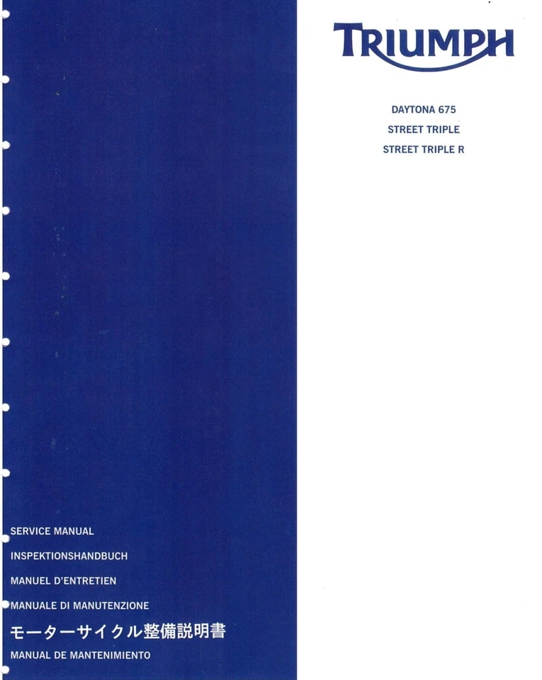 MANUALE OFFICINA REVISIONE RIPARAZIONE PDF TRIUMPH STREET TRIPLE (R) DAYTONA 67 - Immagine 1 di 1