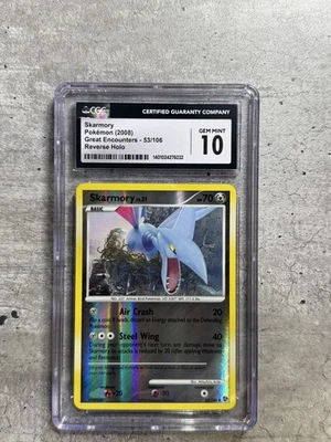 Pokemon Card Skarmory Rev Holo CGC 10 Gem Mint, Great Encounters 53/106 2008 (1) - Image 1 of 4