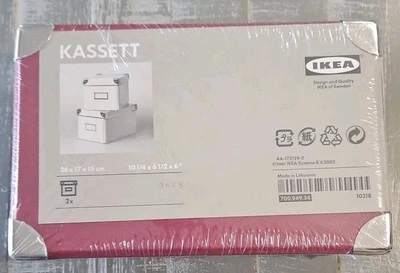 IKEA KASSETT красный бордовый хранения бокс-сет (2) для медиа, 6,25 «x 10,25» x 6» новый - Изображение 1 из 4