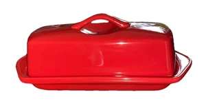 Chantal True Red Stoneware Full-Size Butterdish - Picture 1 of 8