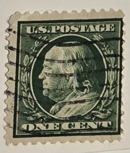RARE 1908 Benjamin Franklin Green 1 Cent Stamp 11 Or 12 Perfection - Picture 1 of 3