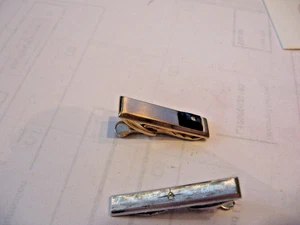 2 Vintage Hickok USA Diamond Tie Clips Bar Mens Formal Classic - Picture 1 of 4