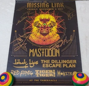 Póster firmado por Mastodon banda impresión autografiada diciembre 2011 13" x 19" música de Atlanta - Imagen 1 de 4