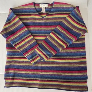 Maglione vintage Jones New York Sport Petite anni 90 donna a righe lana di agnello multicolore - Foto 1 di 9