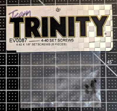 EV0087	Team Trinity 4-40 x 1/8 Set Screws (8) - Grey - Image 1 of 2