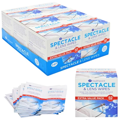 Healthpoint Spectacle Wipes Extra Value 6 Packs of 52 = 312 Wipes