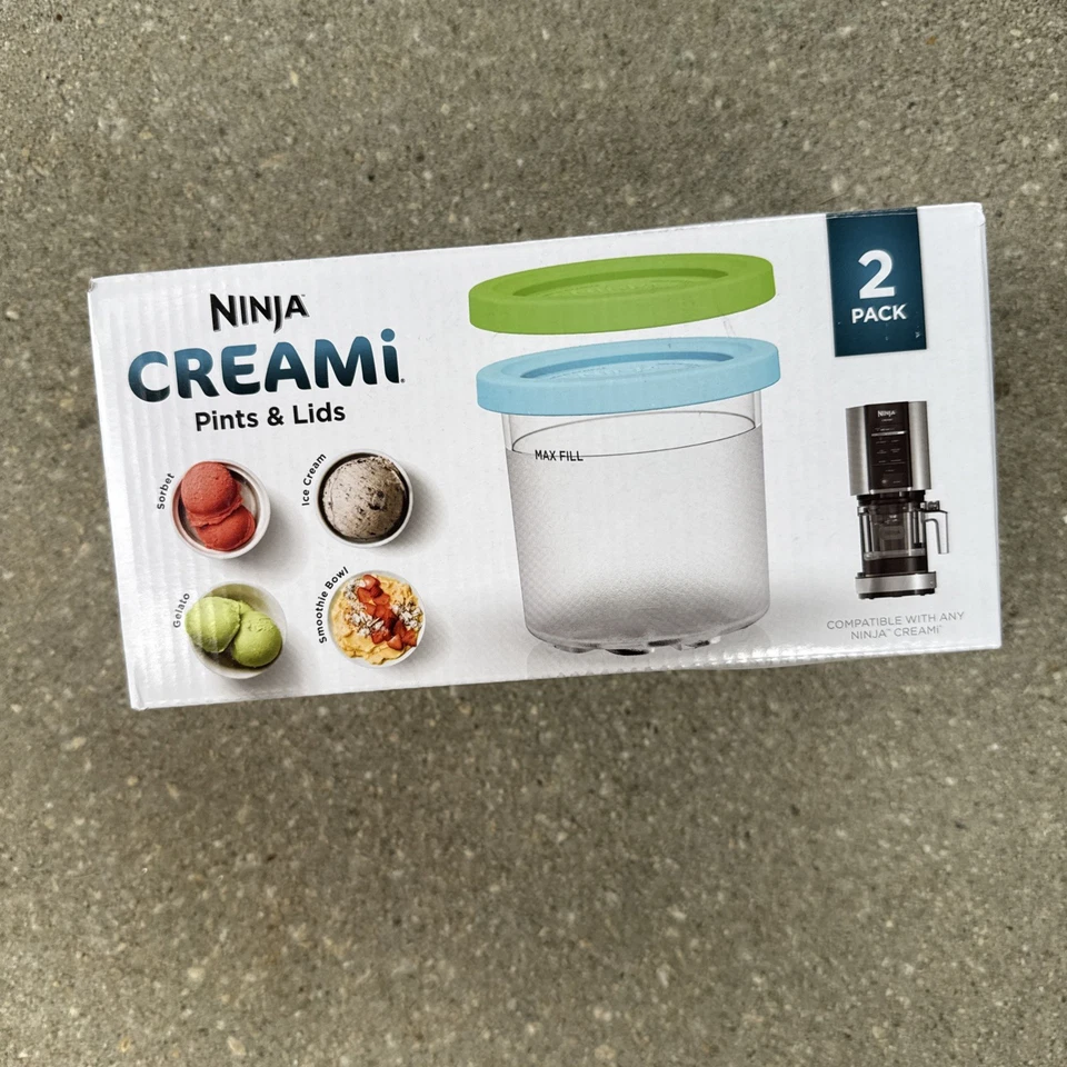 Ninja Creami Pints & Lids 2 Pack Compatible With Ninja Cream Lime & Aqua  (NEW) - Image 1 of 1